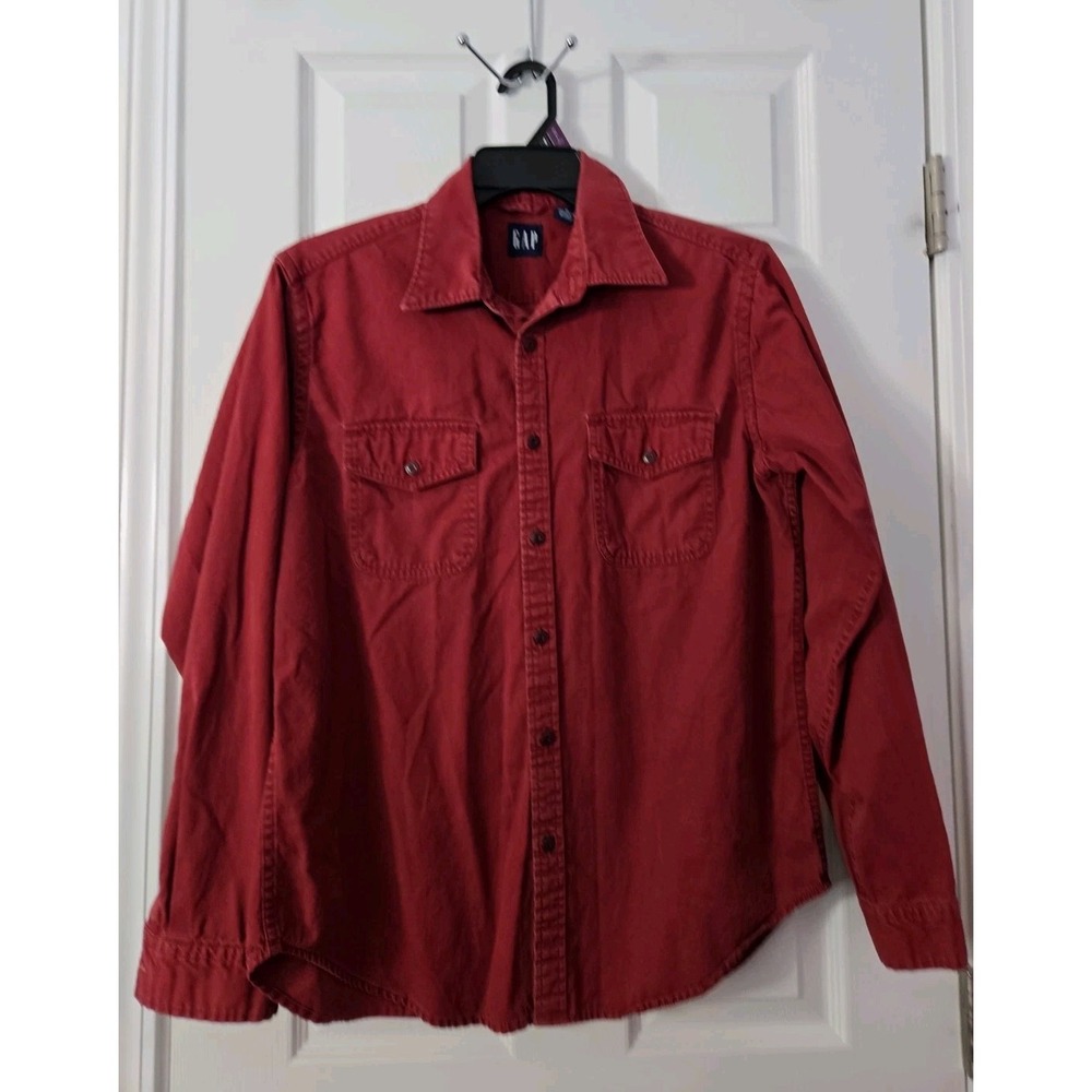 Gap Mens Long Sleeve Shirt Size Medium Burgundy Long Sleeve